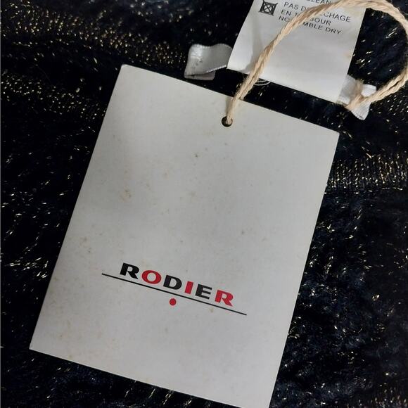 NWT@$225! RODIER! WOOL+! BLACK & GOLD METALLIC KNIT, SHEET SWEATER DRESS! SZ 8 - Picture 8 of 13